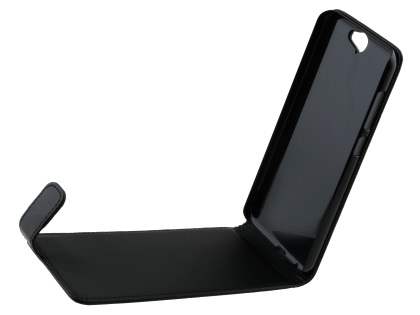 Synthetic Leather Flip Case for HTC Telstra Signature Premium - Classic Black