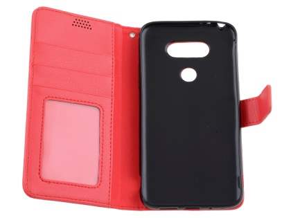Slim Synthetic Leather Wallet Case with Stand for LG G5 - Red