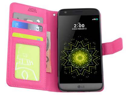 Slim Synthetic Leather Wallet Case with Stand for LG G5 - Pink