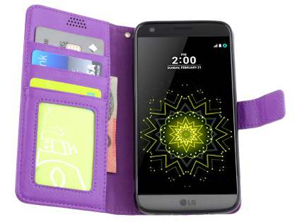 Slim Synthetic Leather Wallet Case with Stand for LG G5 - Purple