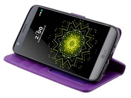 Slim Synthetic Leather Wallet Case with Stand for LG G5 - Purple