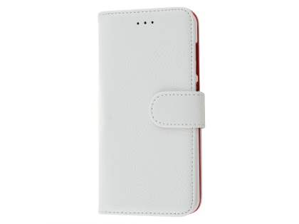HTC Telstra Signature Premium Synthetic Leather Wallet Case with Stand - Pearl White