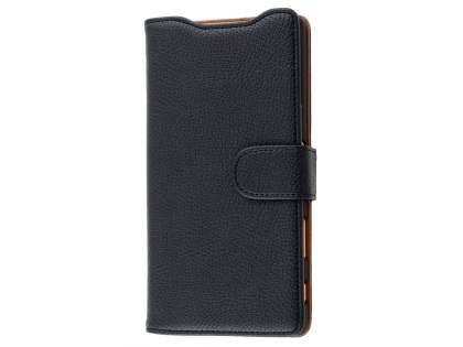 Sony Xperia Z5 Premium Slim Synthetic Leather Wallet Case with Stand - Classic Black