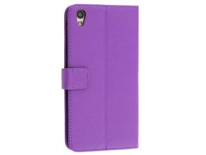 Slim Synthetic Leather Wallet Case with Stand for Oppo R9 4G - Purple Leather Wallet Case