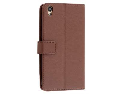 Slim Synthetic Leather Wallet Case with Stand for Oppo R9 4G - Brown Leather Wallet Case