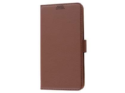 Slim Synthetic Leather Wallet Case with Stand for Oppo R9 4G - Brown