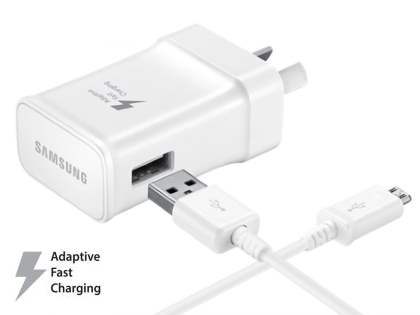 Genuine Samsung Adaptive Fast Charger with MicroUSB to USB-A cable - White