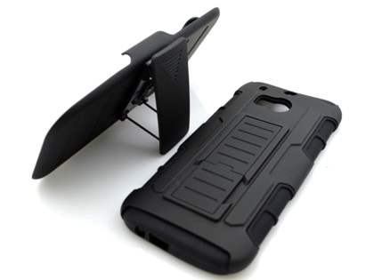 Rugged Case with Holster Belt Clip for HTC One M8 - Classic Black