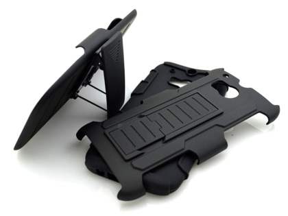 Rugged Case with Holster Belt Clip for HTC One M8 - Classic Black