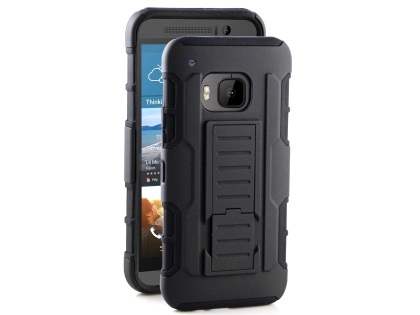 Rugged Case with Holster Belt Clip for HTC One M9 - Classic Black Rugged Case with Holster Belt Clip for HTC One M9 - Classic Black