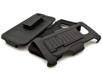 Rugged Case with Holster Belt Clip for HTC One M9 - Classic Black