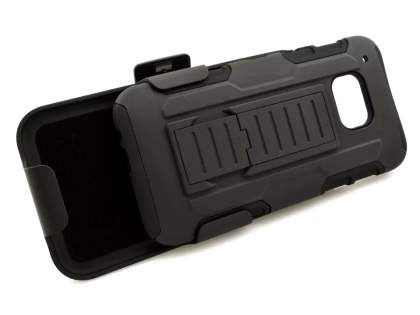 Rugged Case with Holster Belt Clip for HTC One M9 - Classic Black