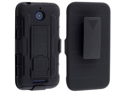 Rugged Case with Holster Belt Clip for HTC Desire 510 - Classic Black Rugged Case with Holster Belt Clip for HTC Desire 510 - Classic Black