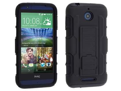 Rugged Case with Holster Belt Clip for HTC Desire 510 - Classic Black