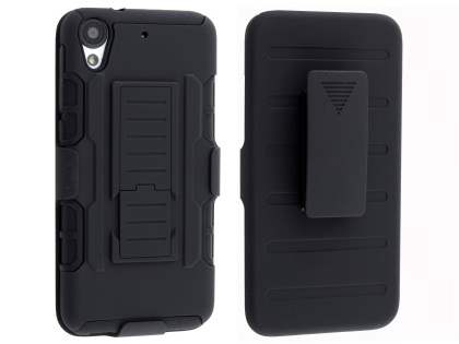 Rugged Case with Holster Belt Clip for HTC Desire 626/628 - Classic Black Impact Case
