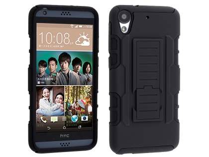 Rugged Case with Holster Belt Clip for HTC Desire 626/628 - Classic Black