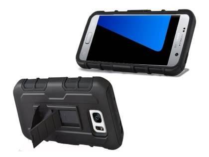 Rugged Case with Holster Belt Clip for Samsung Galaxy S7 edge - Classic Black