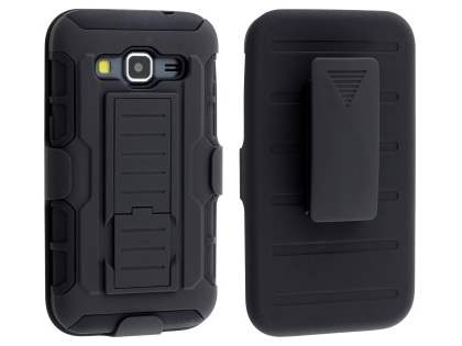 Rugged Case with Holster Belt Clip for Samsung Galaxy Core Prime - Classic Black Rugged Case with Holster Belt Clip for Samsung Galaxy Core Prime - Classic Black