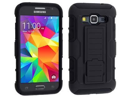 Rugged Case with Holster Belt Clip for Samsung Galaxy Core Prime - Classic Black