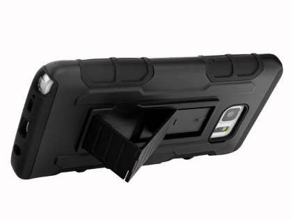 Rugged Case with Holster Belt Clip for Samsung Galaxy Note 5 - Classic Black