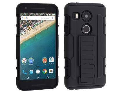 Rugged Case with Holster Belt Clip for LG Nexus 5X - Classic Black