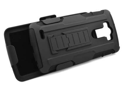 Rugged Case with Holster Belt Clip for LG G3 - Classic Black