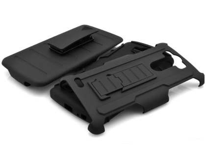 Rugged Case with Holster Belt Clip for LG G4 - Classic Black