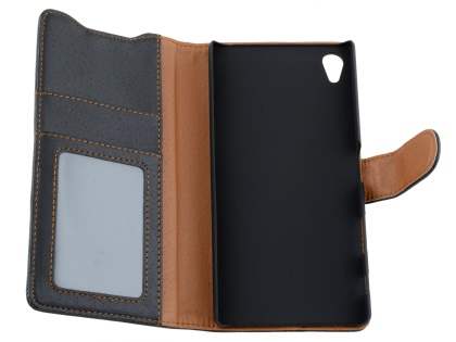 Sony Xperia Z5 Premium Slim Synthetic Leather Wallet Case with Stand - Classic Black