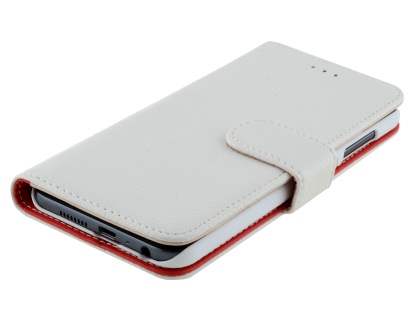 HTC Telstra Signature Premium Synthetic Leather Wallet Case with Stand - Pearl White