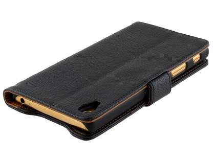 Sony Xperia Z5 Premium Slim Synthetic Leather Wallet Case with Stand - Classic Black