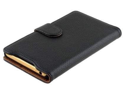 Sony Xperia Z5 Premium Slim Synthetic Leather Wallet Case with Stand - Classic Black