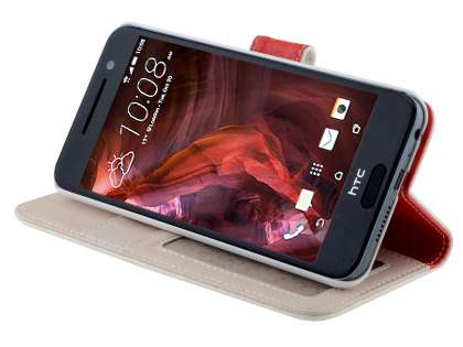HTC Telstra Signature Premium Synthetic Leather Wallet Case with Stand - Pearl White