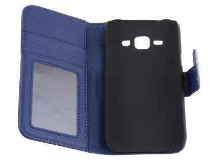 Samsung Galaxy J1 (2016) Synthetic Leather Wallet Case with Stand - Dark Blue