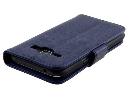 Samsung Galaxy J1 (2016) Synthetic Leather Wallet Case with Stand - Dark Blue