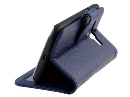 Samsung Galaxy J1 (2016) Synthetic Leather Wallet Case with Stand - Dark Blue
