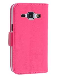 Samsung Galaxy J1 (2016) Synthetic Leather Wallet Case with Stand - Pink Samsung Galaxy J1 (2016) Synthetic Leather Wallet Case with Stand - Pink