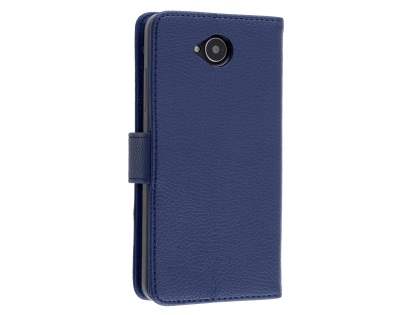 Slim Synthetic Leather Wallet Case with Stand for Microsoft Lumia 650 - Dark Blue Leather Wallet Case