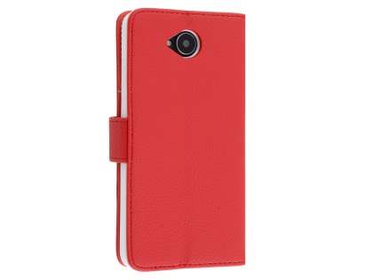 Slim Synthetic Leather Wallet Case with Stand for Microsoft Lumia 650 - Red Leather Wallet Case
