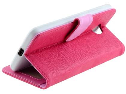 Slim Synthetic Leather Wallet Case with Stand for Microsoft Lumia 650 - Pink