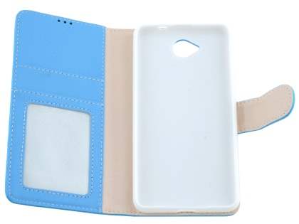 Slim Synthetic Leather Wallet Case with Stand for Microsoft Lumia 650 - Sky Blue