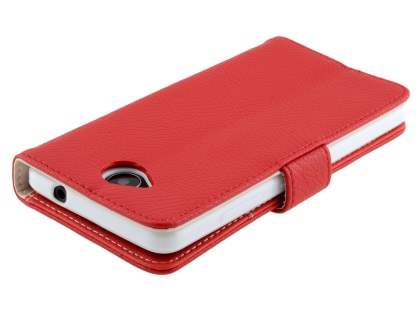 Slim Synthetic Leather Wallet Case with Stand for Microsoft Lumia 650 - Red