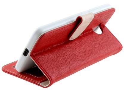 Slim Synthetic Leather Wallet Case with Stand for Microsoft Lumia 650 - Red