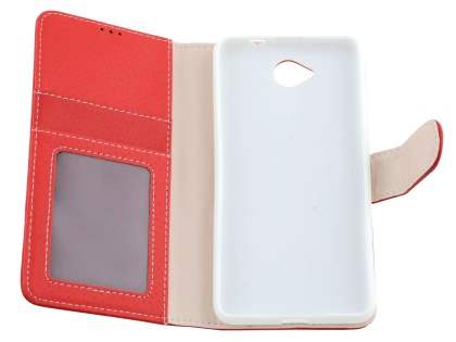Slim Synthetic Leather Wallet Case with Stand for Microsoft Lumia 650 - Red