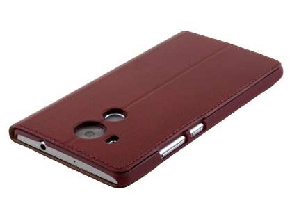 Premium Leather Smart View Case With Stand for Huawei Mate 8 - Burgundy