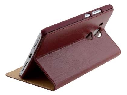 Premium Leather Smart View Case With Stand for Huawei Mate 8 - Burgundy