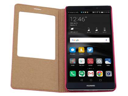Premium Leather Smart View Case With Stand for Huawei Mate 8 - Pink