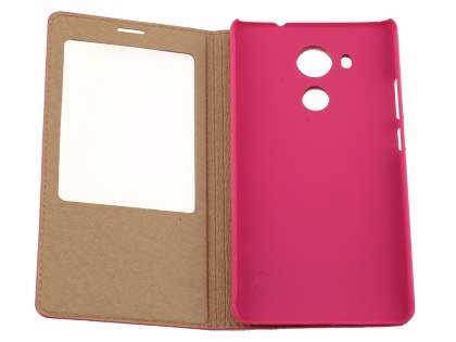 Premium Leather Smart View Case With Stand for Huawei Mate 8 - Pink