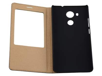 Premium Leather Smart View Case With Stand for Huawei Mate 8 - Classic Black