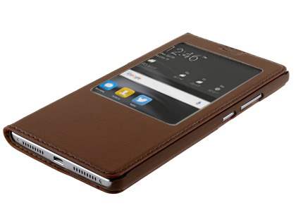 Premium Leather Smart View Case With Stand for Huawei Mate 8 - Brown