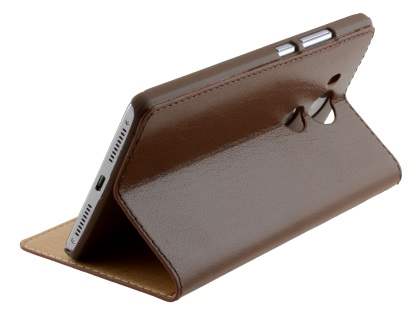 Premium Leather Smart View Case With Stand for Huawei Mate 8 - Brown